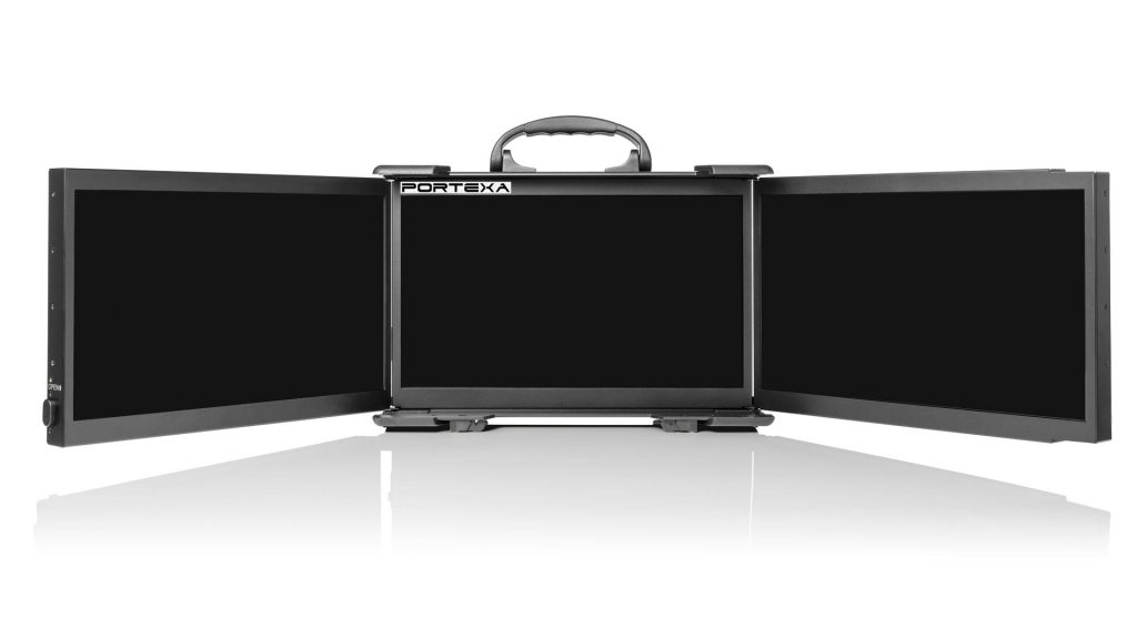 Three screen portable display system