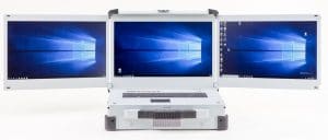 Three screen laptop with PCIe expansion slots